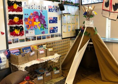 Reading area with tee pee in the middle
